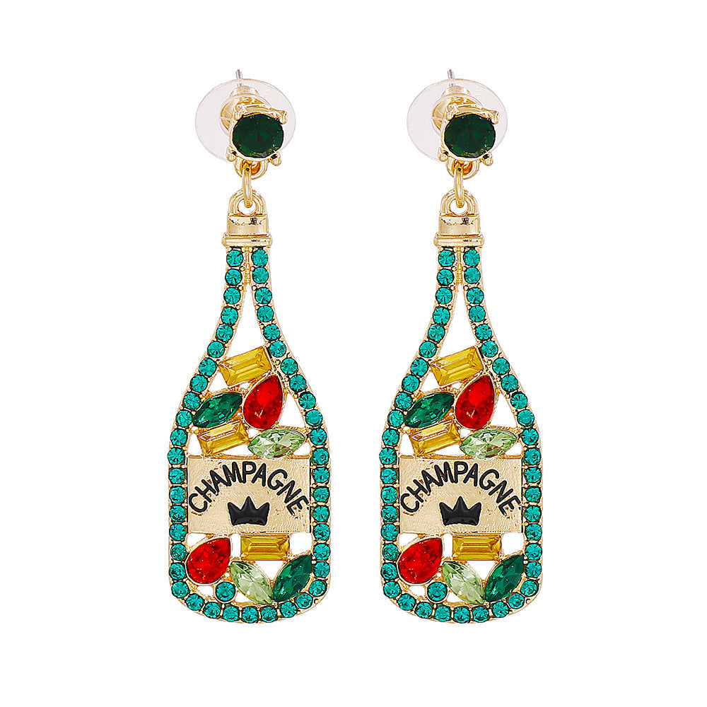 Wholesale Party Wine Bottle Alloy Earrings